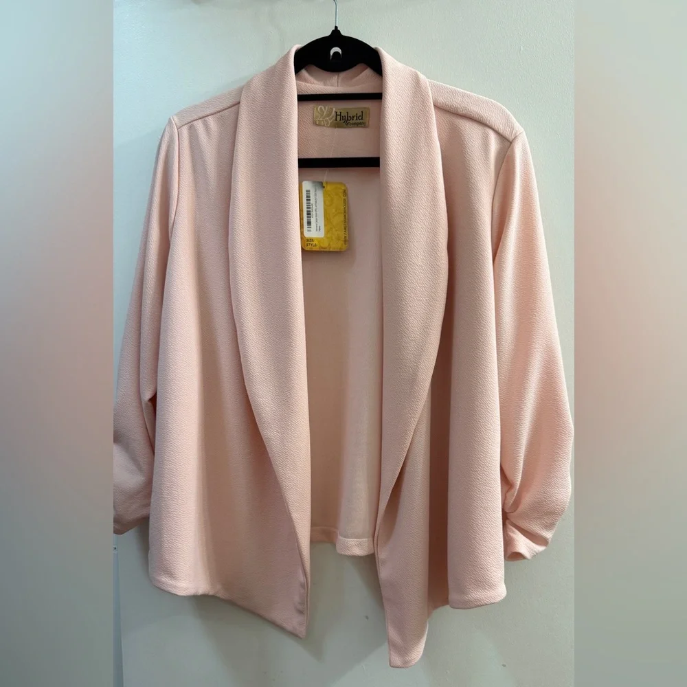 🌸 Hybrid & Co. Peach Pink Textured Blazer | Plus Size 1X | NWT - Picture 2 of 11